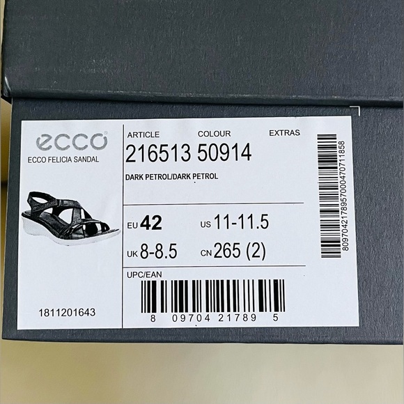 NEW IN BOX Felicia Sandal Dark Petrol Leather
Adjustable Strap Wedge Sandal. - Picture 11 of 14